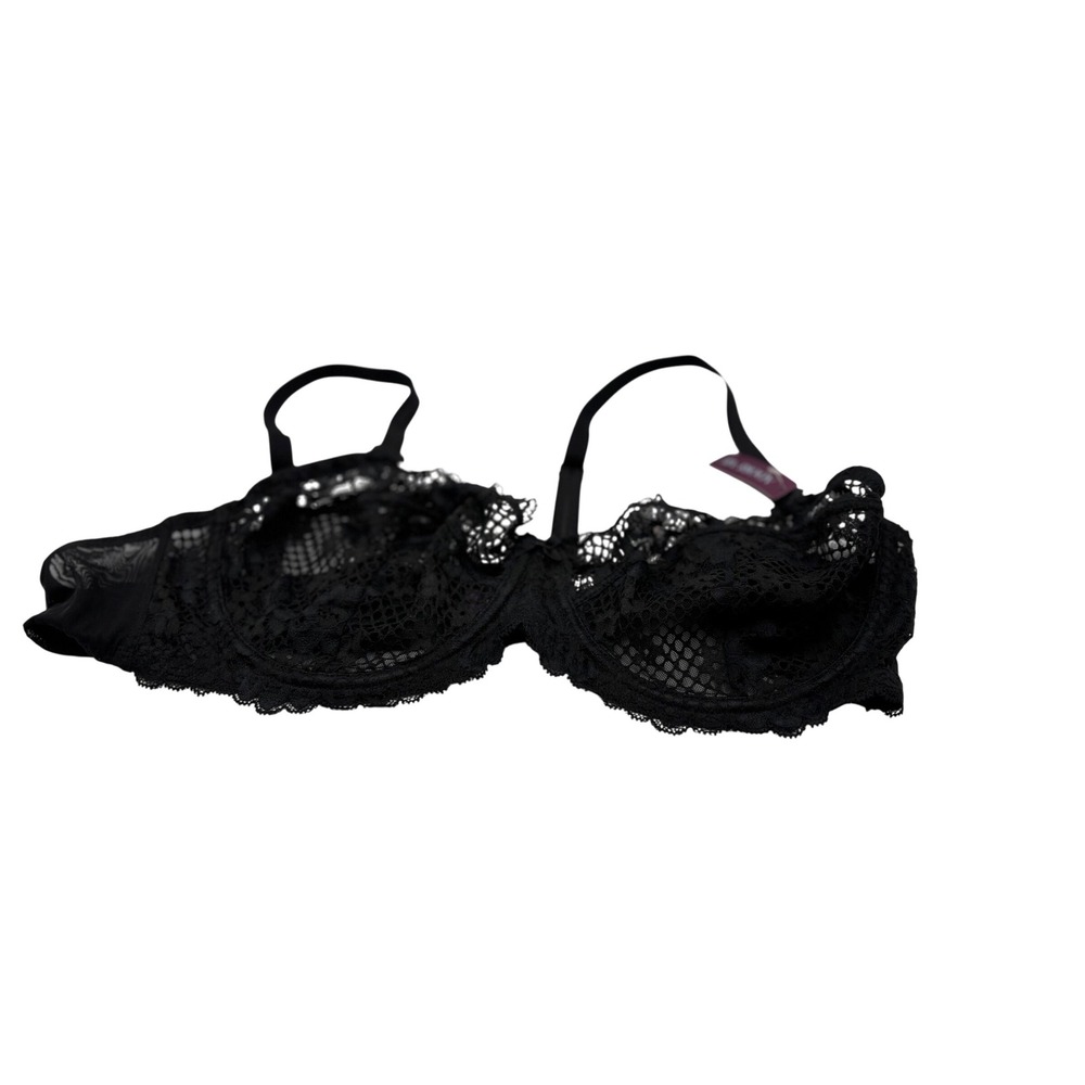 Adore Me Black Lace Unlined Underwire Bra Size 42C‎ Sexy Lingerie